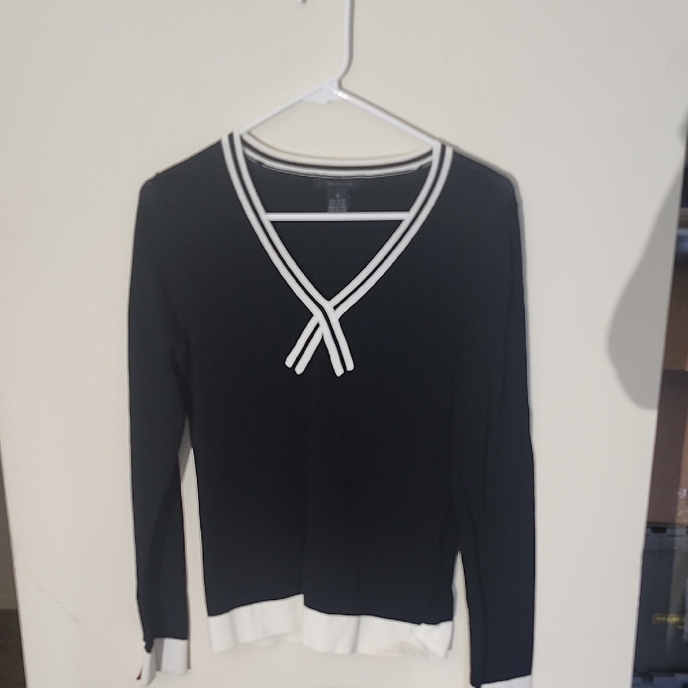 The Limited Black and White Sailor Collar Blouse